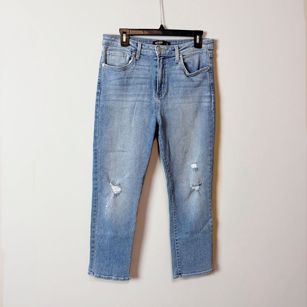 Just Black High Rise Straight Distressed Jeans